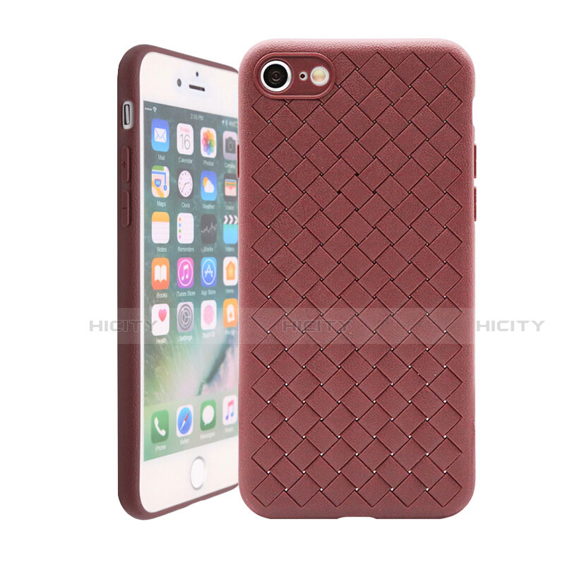 Funda Silicona Goma de Cuero Carcasa S01 para Apple iPhone 7 Marron