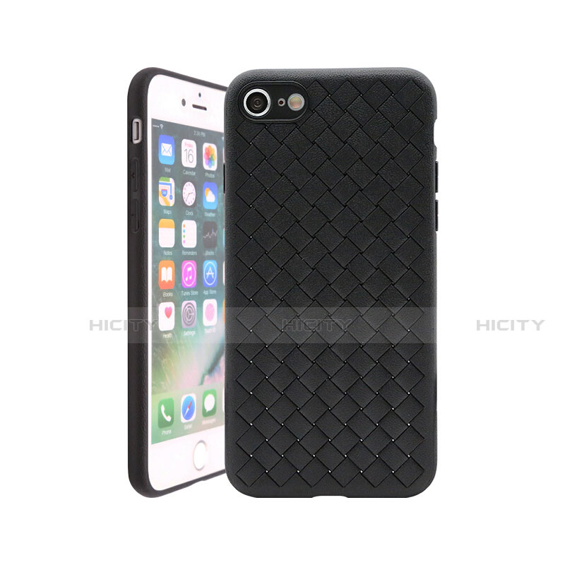 Funda Silicona Goma de Cuero Carcasa S01 para Apple iPhone SE (2020) Negro