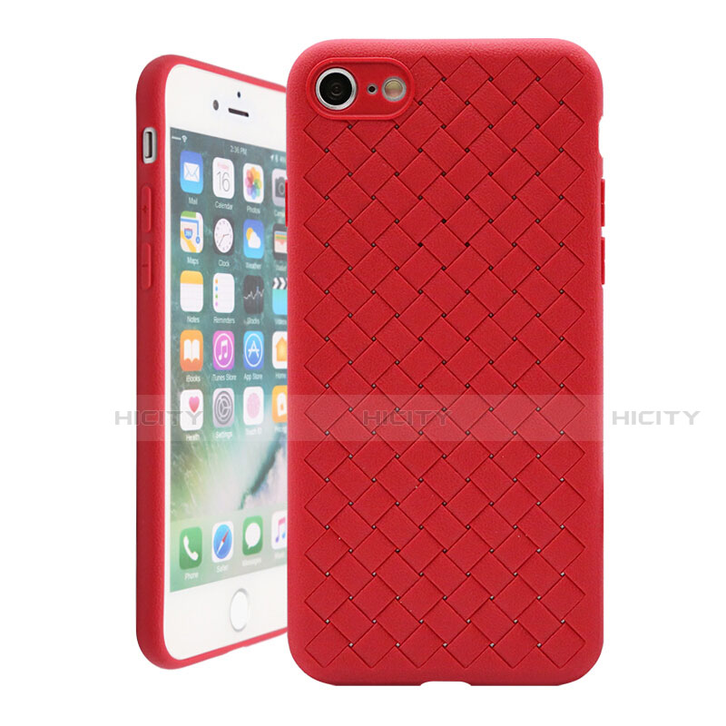 Funda Silicona Goma de Cuero Carcasa S01 para Apple iPhone SE (2020) Rojo