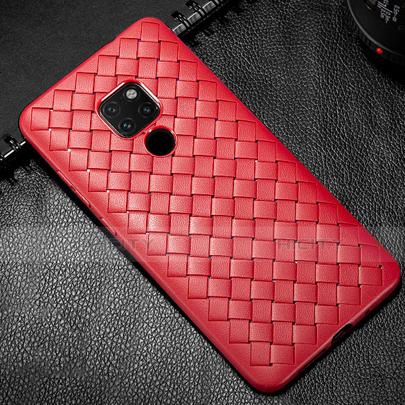 Funda Silicona Goma de Cuero Carcasa S01 para Huawei Mate 20 Rojo