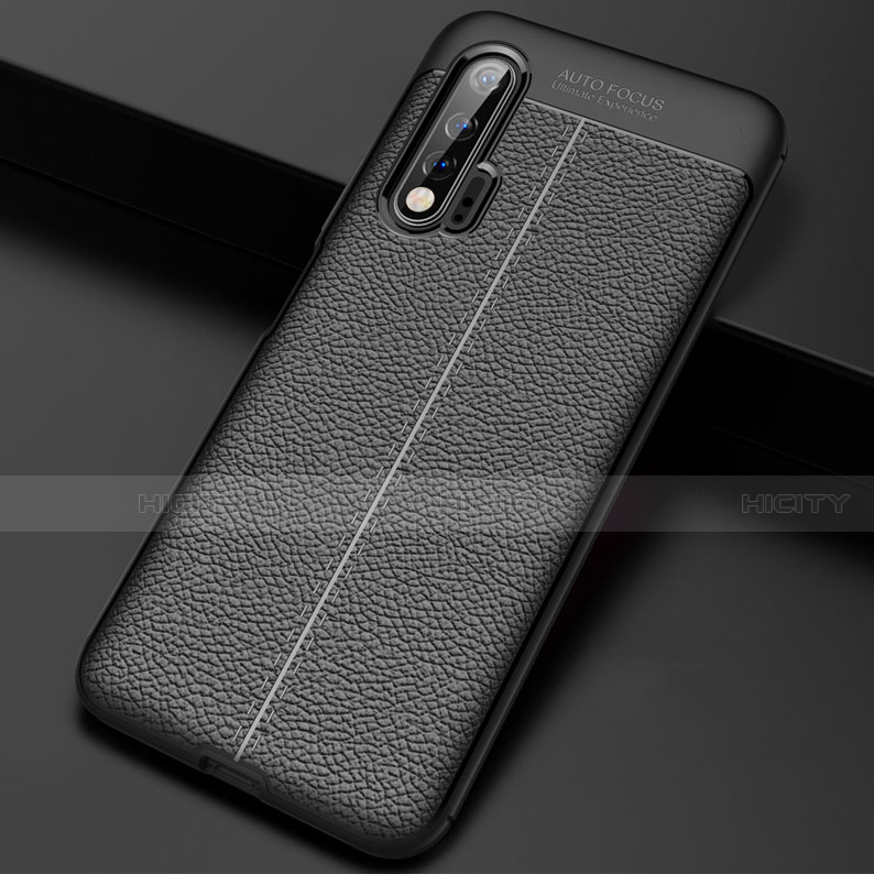 Funda Silicona Goma de Cuero Carcasa S01 para Huawei Nova 6 Negro