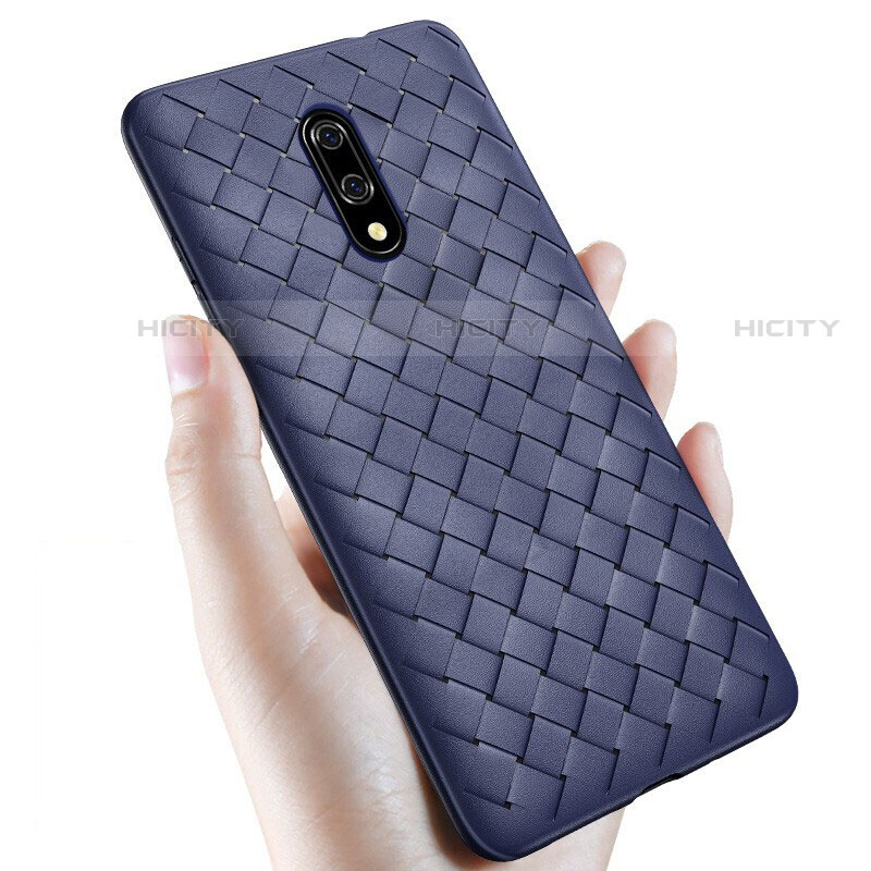 Funda Silicona Goma de Cuero Carcasa S01 para OnePlus 7 Azul