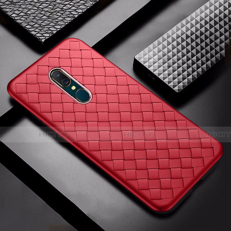 Funda Silicona Goma de Cuero Carcasa S01 para Oppo A9 Rojo