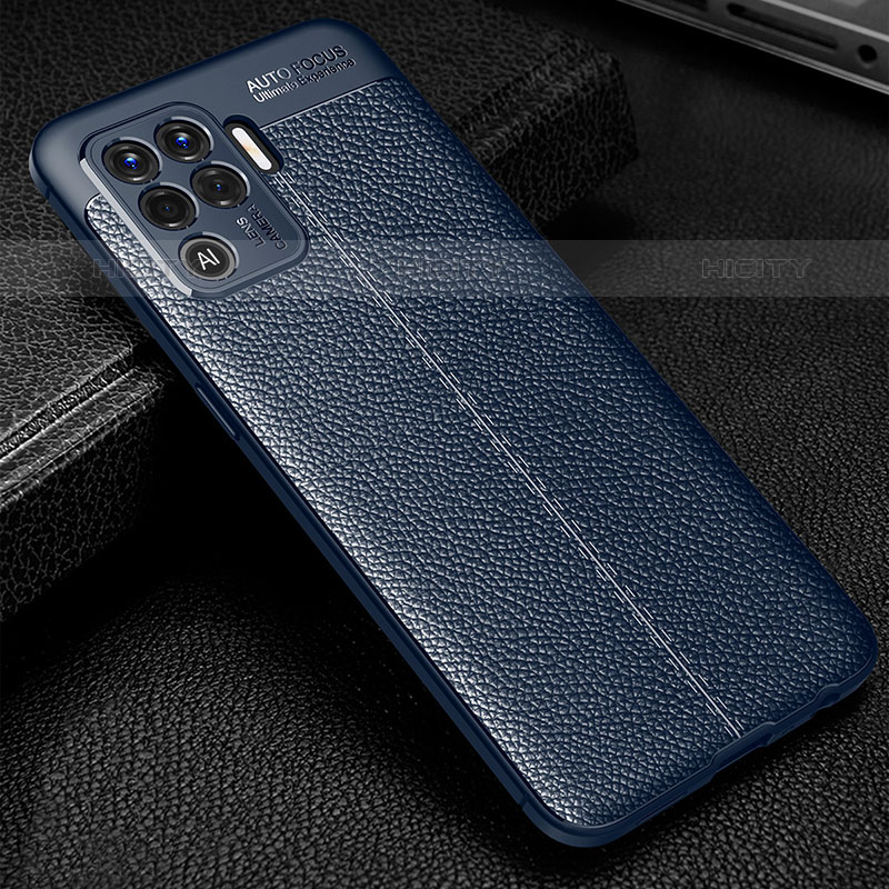 Funda Silicona Goma de Cuero Carcasa S01 para Oppo F19 Pro Azul