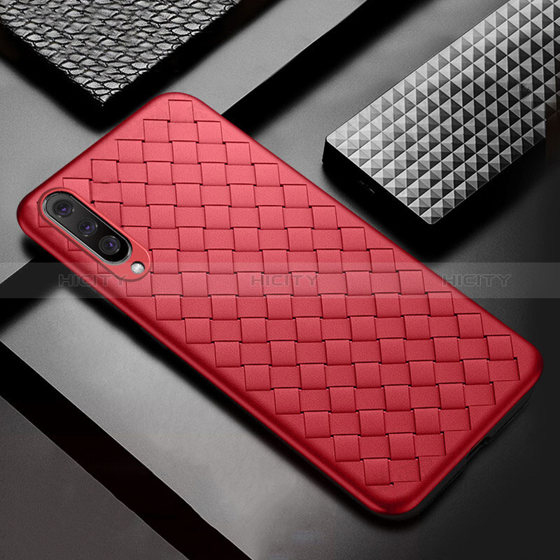 Funda Silicona Goma de Cuero Carcasa S01 para Samsung Galaxy A50S Rojo