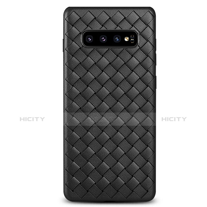 Funda Silicona Goma de Cuero Carcasa S01 para Samsung Galaxy S10 Plus Negro