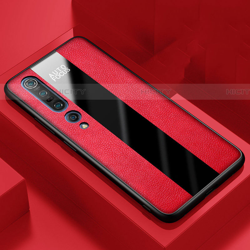 Funda Silicona Goma de Cuero Carcasa S01 para Xiaomi Mi 10 Pro Rojo