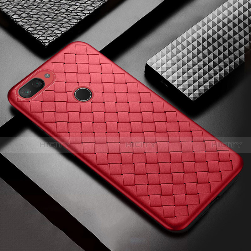 Funda Silicona Goma de Cuero Carcasa S01 para Xiaomi Mi 8 Lite Rojo