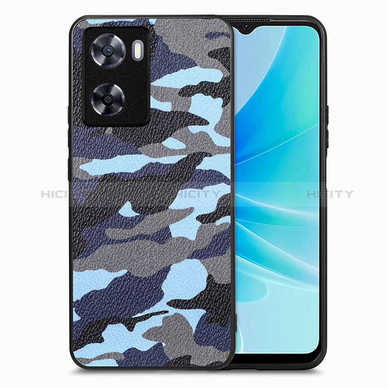 Funda Silicona Goma de Cuero Carcasa S01D para Oppo A57 4G Azul