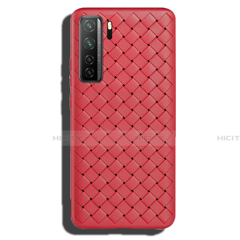 Funda Silicona Goma de Cuero Carcasa S02 para Huawei Nova 7 SE 5G Rojo