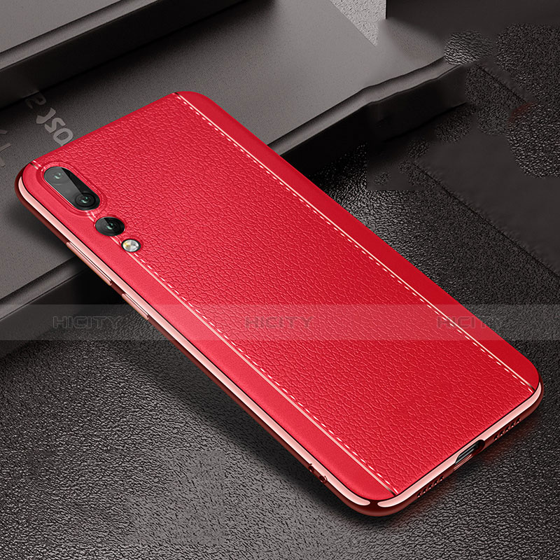 Funda Silicona Goma de Cuero Carcasa S02 para Huawei P20 Pro Rojo