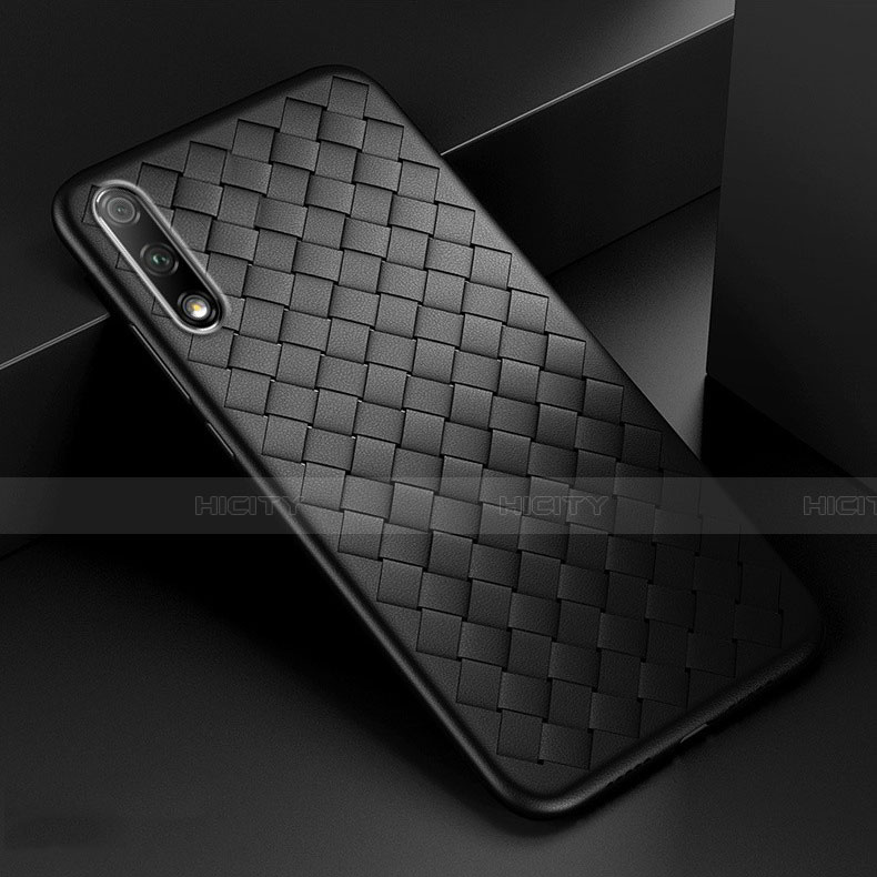 Funda Silicona Goma de Cuero Carcasa S04 para Huawei Honor 9X Negro