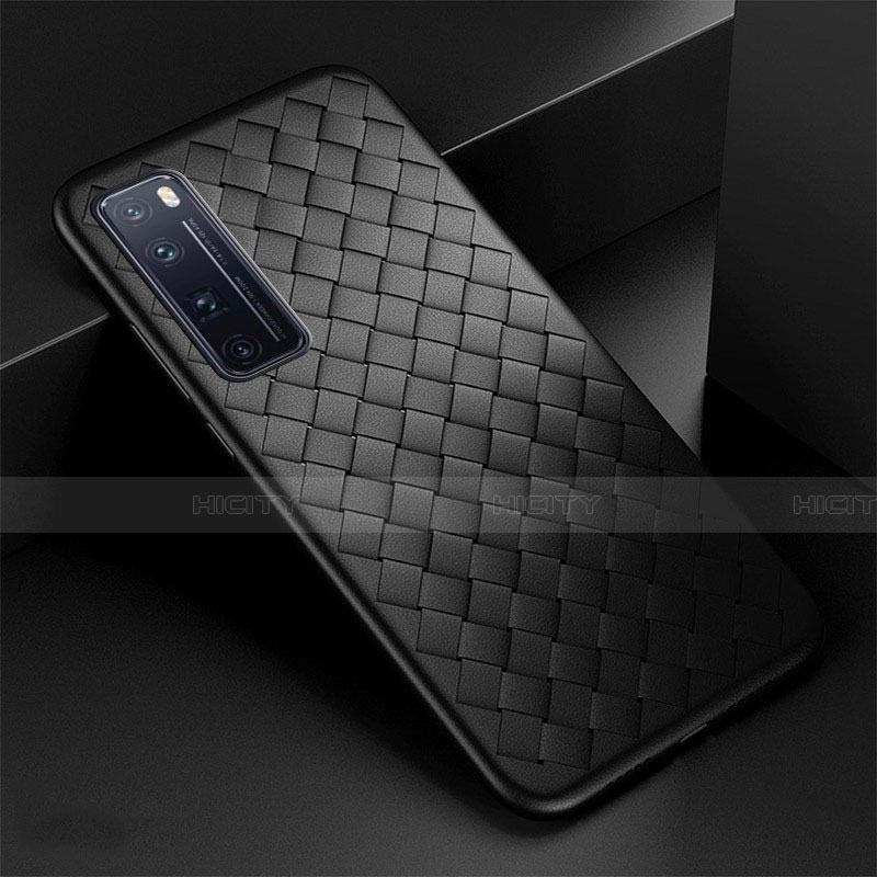 Funda Silicona Goma de Cuero Carcasa S04 para Huawei Nova 7 Pro 5G Negro