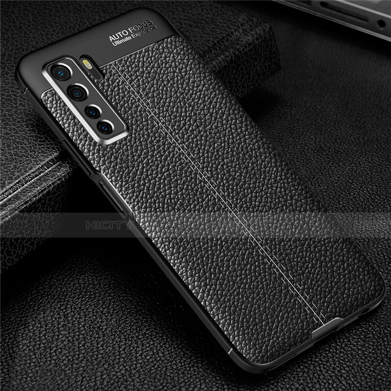 Funda Silicona Goma de Cuero Carcasa S04 para Huawei P40 Lite 5G Negro