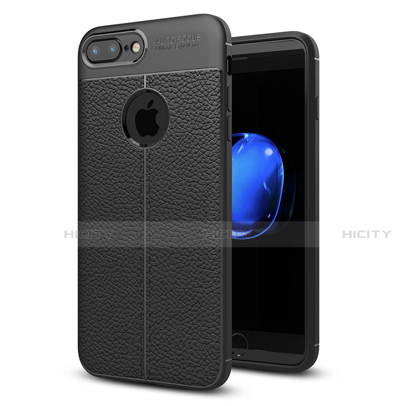 Funda Silicona Goma de Cuero Carcasa S05 para Apple iPhone 8 Plus Negro