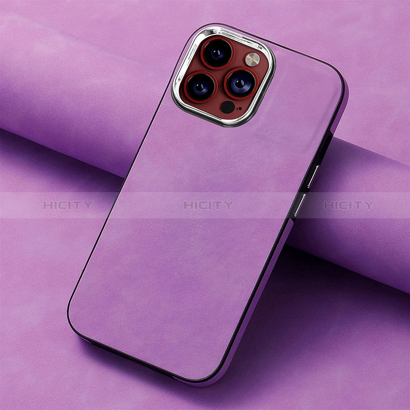 Funda Silicona Goma de Cuero Carcasa SD13 para Apple iPhone 13 Pro Max Purpura Claro