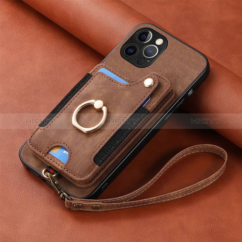 Funda Silicona Goma de Cuero Carcasa SD2 para Apple iPhone 13 Pro Max Marron