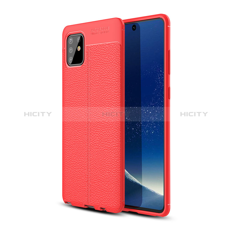 Funda Silicona Goma de Cuero Carcasa WL1 para Samsung Galaxy A81 Rojo
