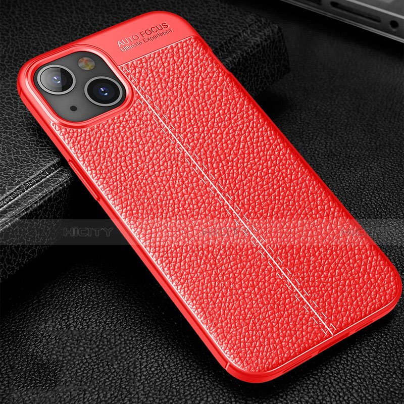 Funda Silicona Goma de Cuero Carcasa Z01 para Apple iPhone 13 Mini Rojo