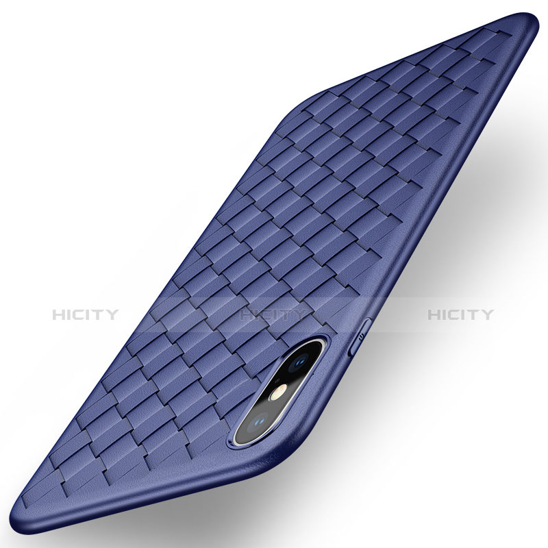 Funda Silicona Goma de Cuero para Apple iPhone Xs Max Azul