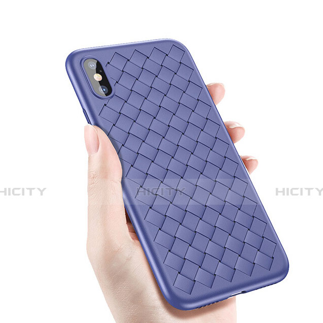 Funda Silicona Goma de Cuero para Apple iPhone Xs Max Azul