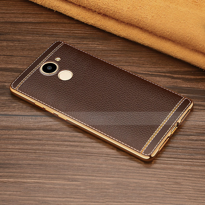 Funda Silicona Goma de Cuero para Huawei Enjoy 7 Plus Marron