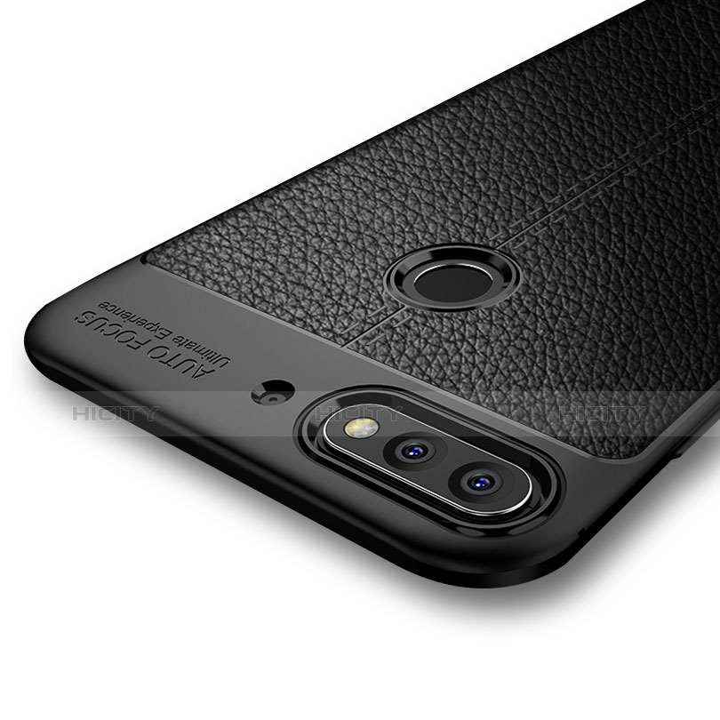 Funda Silicona Goma de Cuero para Huawei Enjoy 8 Negro