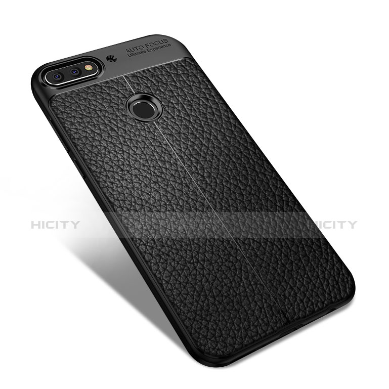 Funda Silicona Goma de Cuero para Huawei Honor 7C Negro