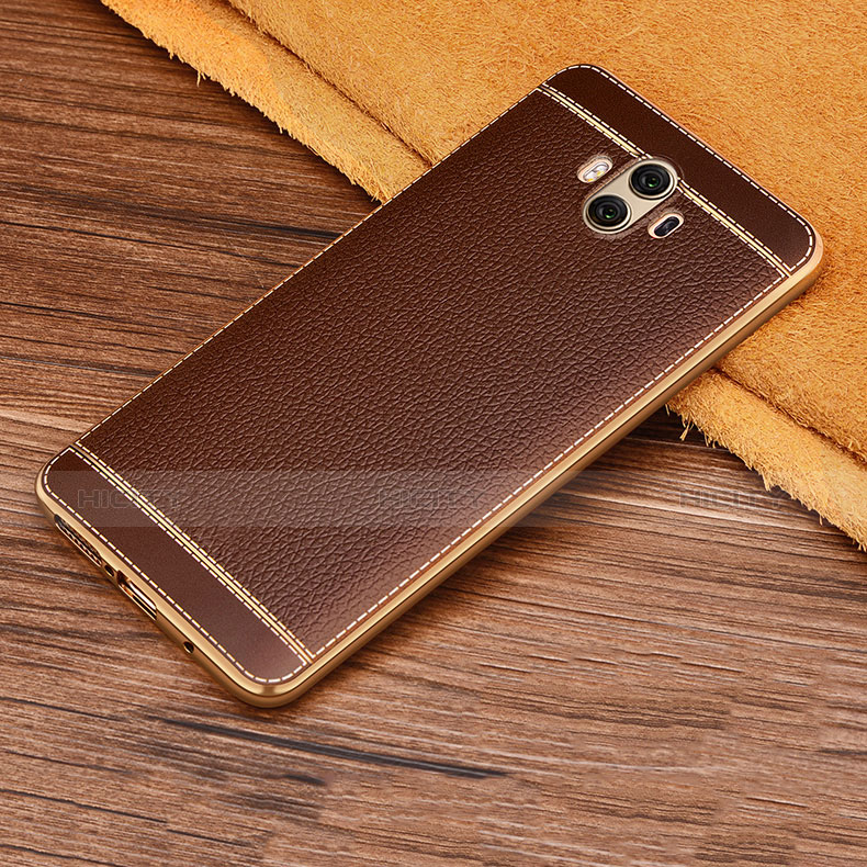 Funda Silicona Goma de Cuero para Huawei Mate 10 Marron