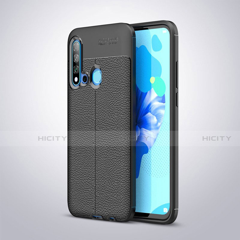 Funda Silicona Goma de Cuero para Huawei P20 Lite (2019) Negro