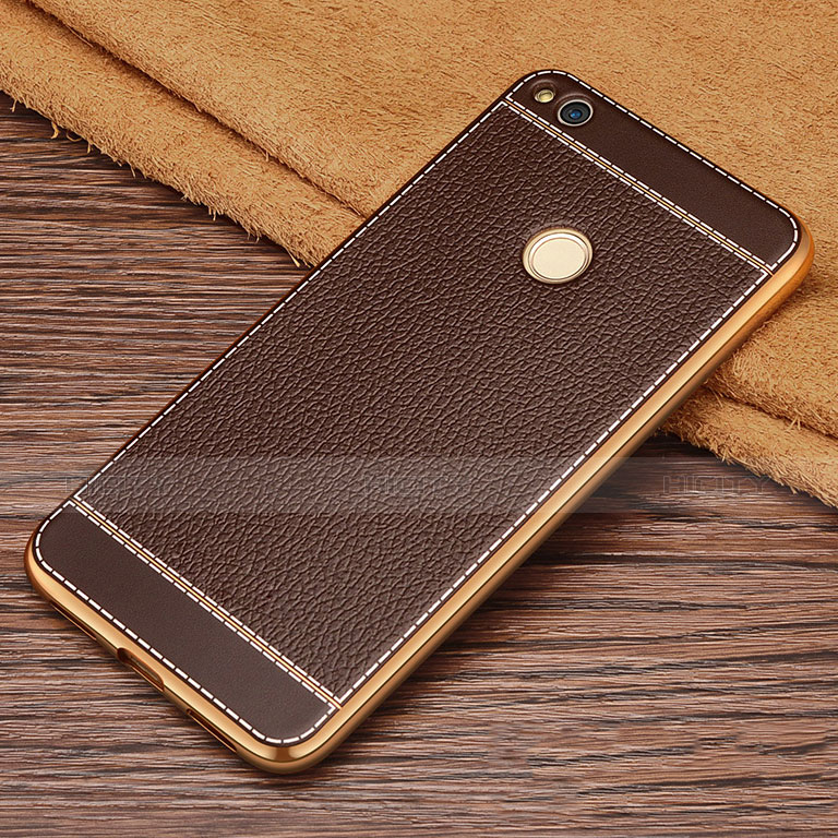 Funda Silicona Goma de Cuero para Huawei P8 Lite (2017) Marron