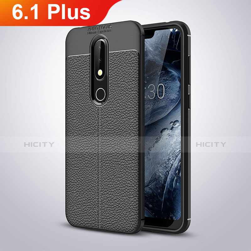 Funda Silicona Goma de Cuero para Nokia 6.1 Plus Negro