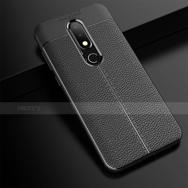 Funda Silicona Goma de Cuero para Nokia 6.1 Plus Negro