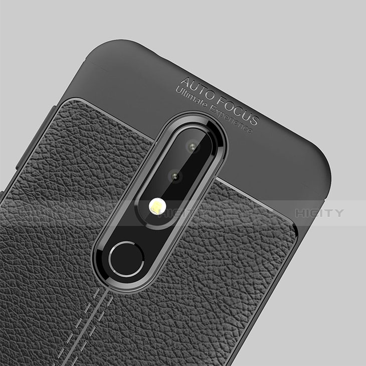 Funda Silicona Goma de Cuero para Nokia 6.1 Plus Negro