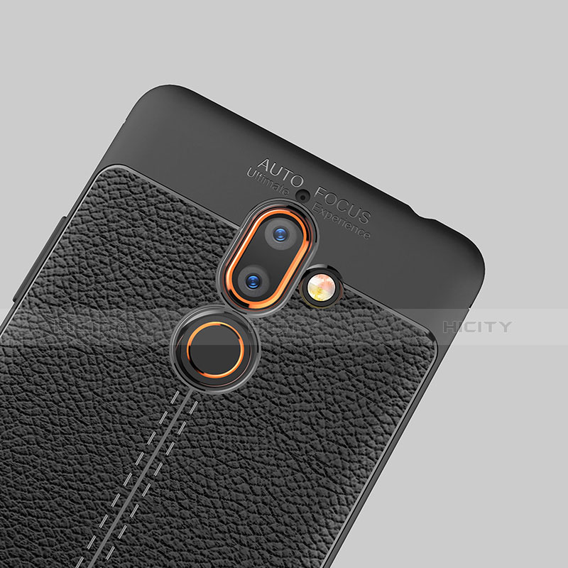 Funda Silicona Goma de Cuero para Nokia 7 Plus Negro