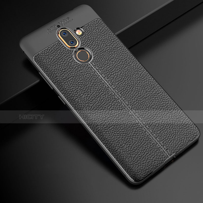 Funda Silicona Goma de Cuero para Nokia 7 Plus Negro