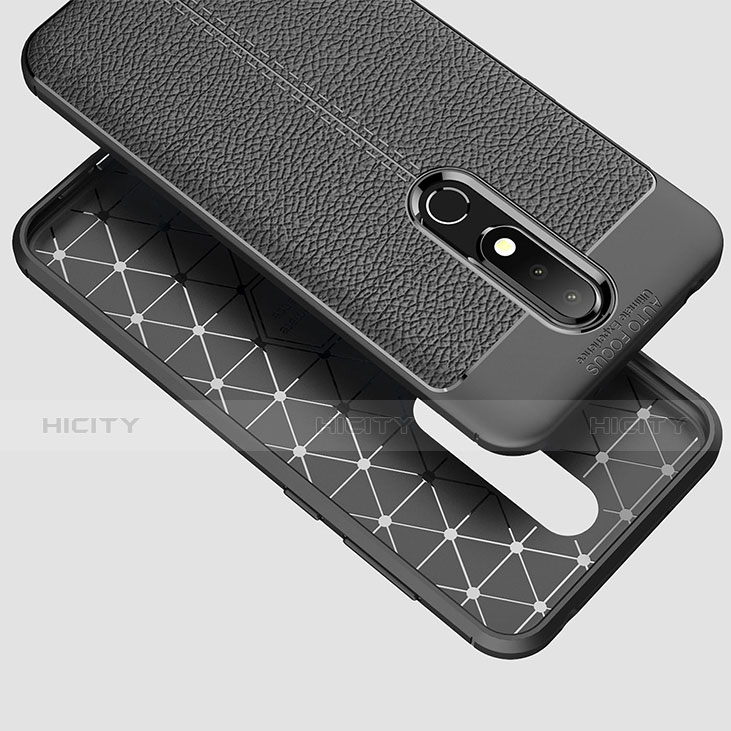 Funda Silicona Goma de Cuero para Nokia X6 Negro