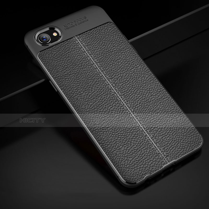 Funda Silicona Goma de Cuero para Oppo A3 Negro