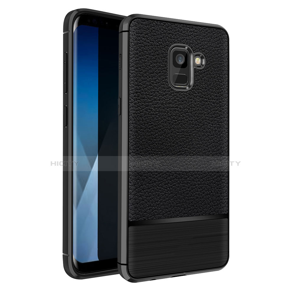 Funda Silicona Goma de Cuero Q01 para Samsung Galaxy A5 (2018) A530F Negro