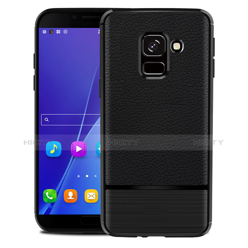 Funda Silicona Goma de Cuero Q01 para Samsung Galaxy J6 (2018) J600F Negro