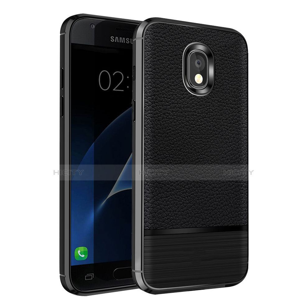 Funda Silicona Goma de Cuero Q01 para Samsung Galaxy J7 (2018) J737 Negro