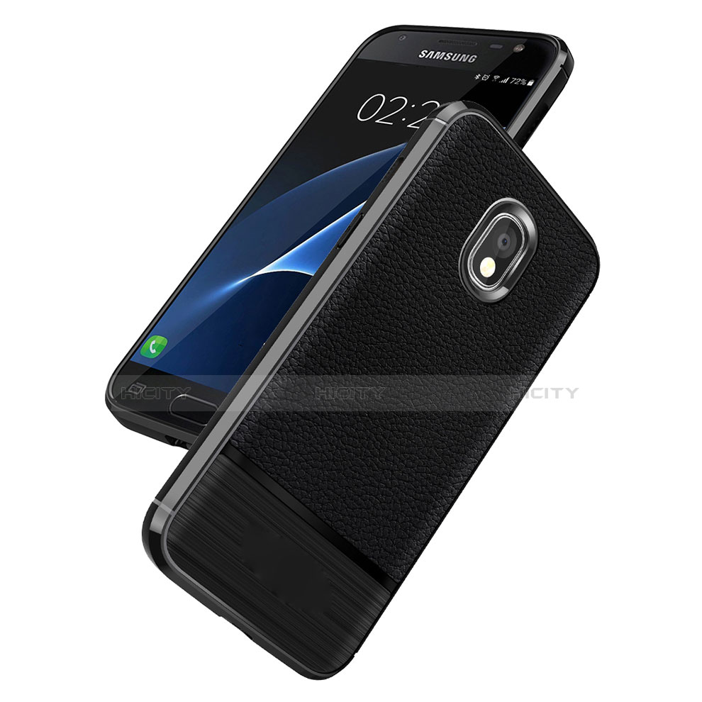 Funda Silicona Goma de Cuero Q01 para Samsung Galaxy J7 (2018) J737 Negro