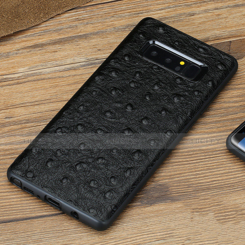 Funda Silicona Goma de Cuero Q01 para Samsung Galaxy Note 8 Duos N950F Negro
