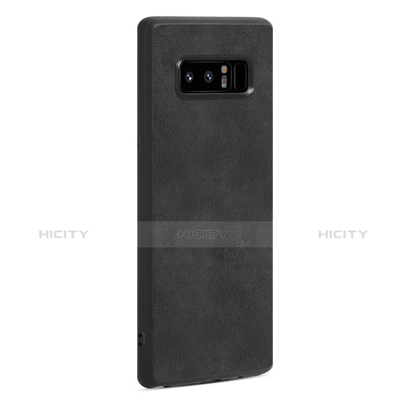 Funda Silicona Goma de Cuero Q01 para Samsung Galaxy Note 8 Negro