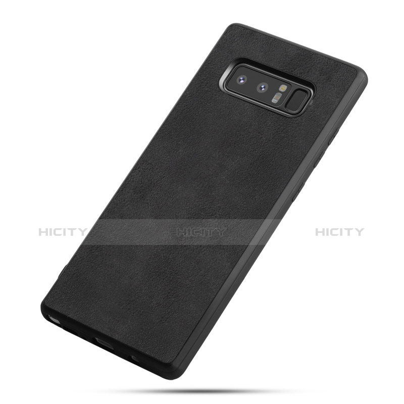 Funda Silicona Goma de Cuero Q01 para Samsung Galaxy Note 8 Negro