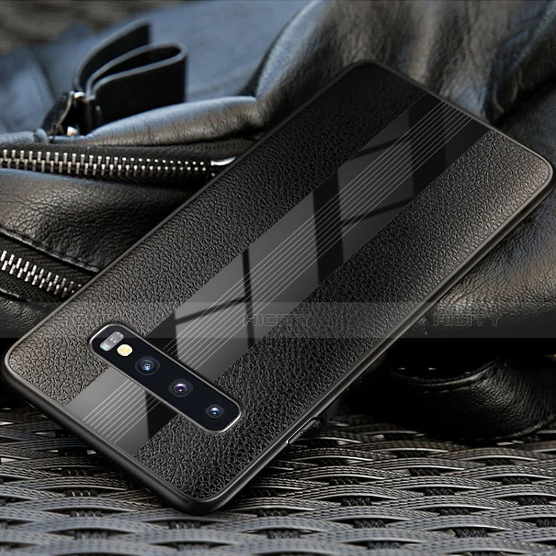 Funda Silicona Goma de Cuero Q01 para Samsung Galaxy S10 Plus Negro