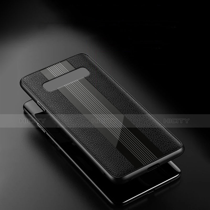 Funda Silicona Goma de Cuero Q01 para Samsung Galaxy S10 Plus Negro