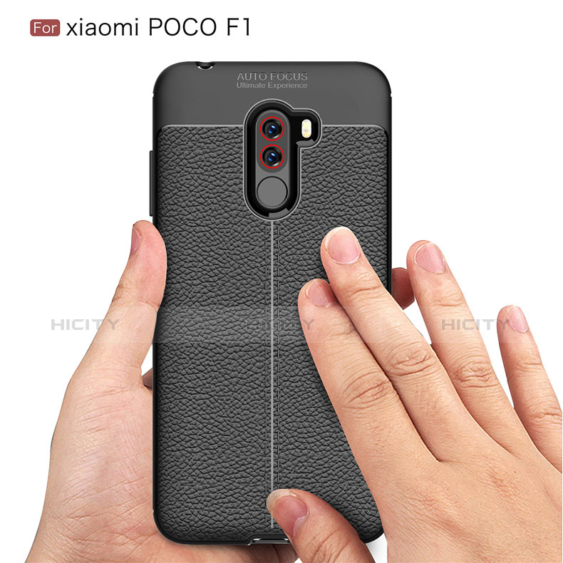 Funda Silicona Goma de Cuero Q01 para Xiaomi Pocophone F1 Negro