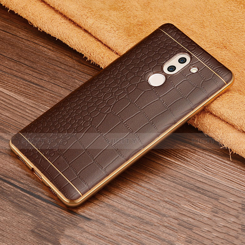 Funda Silicona Goma de Cuero W01 para Huawei Honor 6X Marron