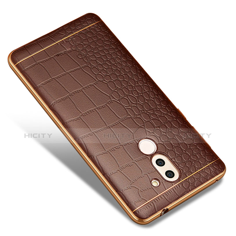 Funda Silicona Goma de Cuero W01 para Huawei Honor 6X Pro Marron